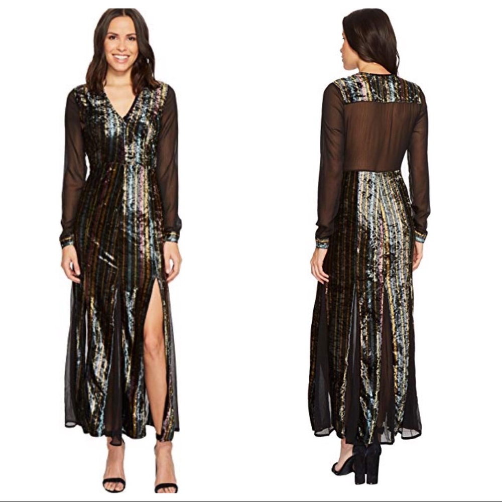 Romeo & Juliet Couture Velvet Chiffon Maxi Dress M - Picture 1 of 5